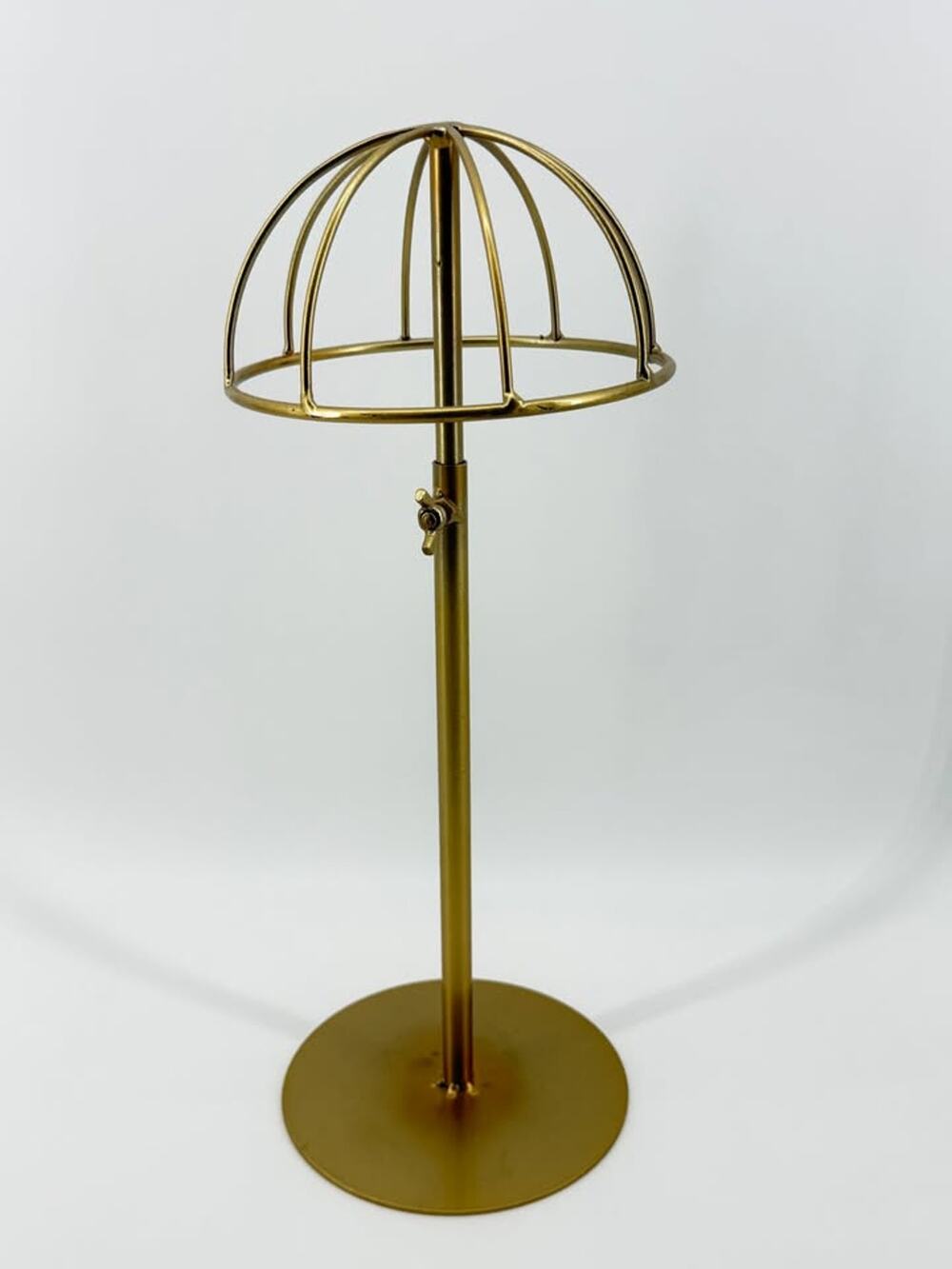 Adjustable Stainless Steel Tabletop Hat Display Stand Brushed Gold